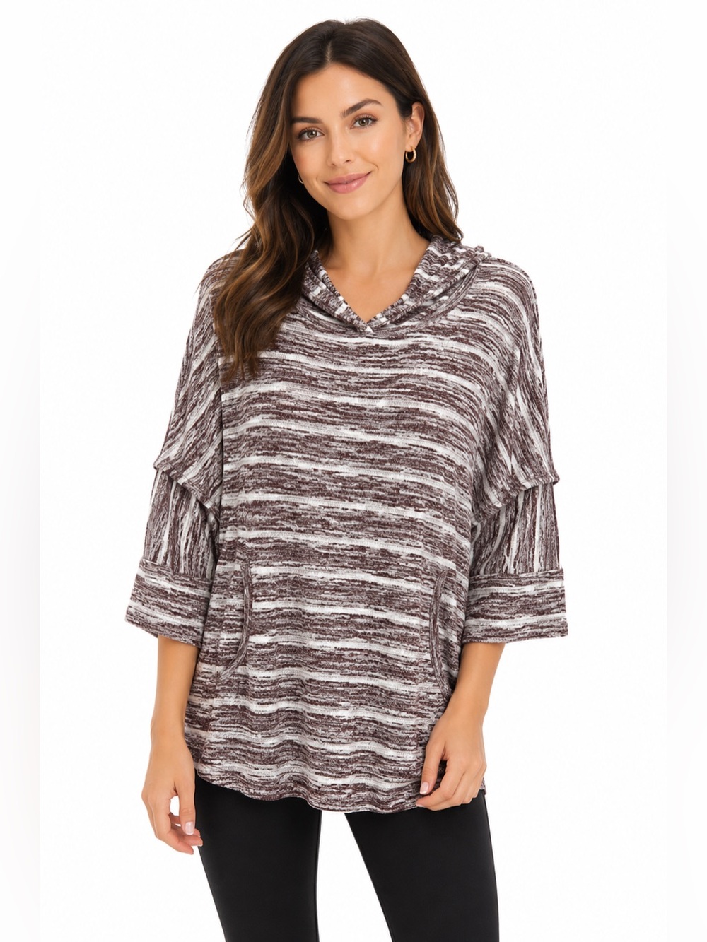Stitch Fix Women's Striped Hoodie Sweater Stretch Dolman Sz XL
